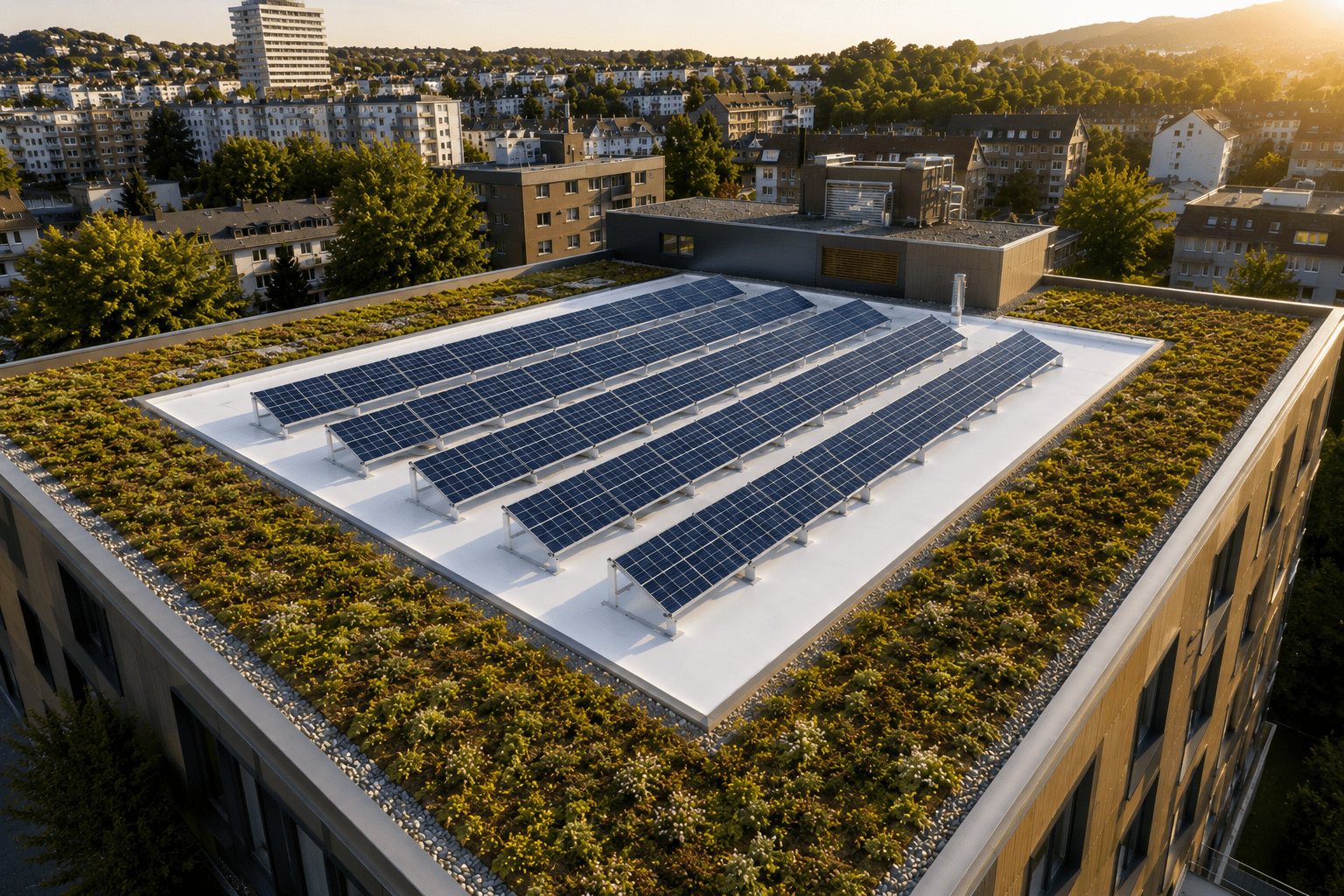 Toiture végétale et thermo réfléchissante avec PV bifaciaux